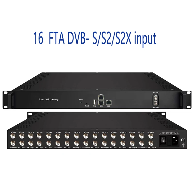 Satellite Streamer Digital High Definition 16 In1 DVB-S to IP Spts Mpts FTA DVB-S2 to UDP/RTP 24in1 Tuner to IP Gateway