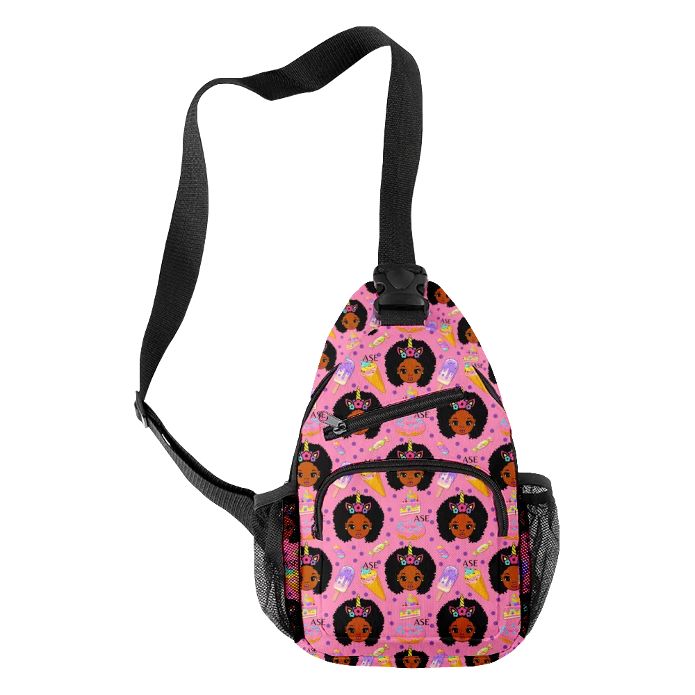 Harajuku شعبية كول الفتيات الأفريقية Crossbody حقائب الصدر أكسفورد مقاوم للماء بنين/بنات حقيبة سفر رياضية ثلاثية الأبعاد طباعة حقائب كتف
