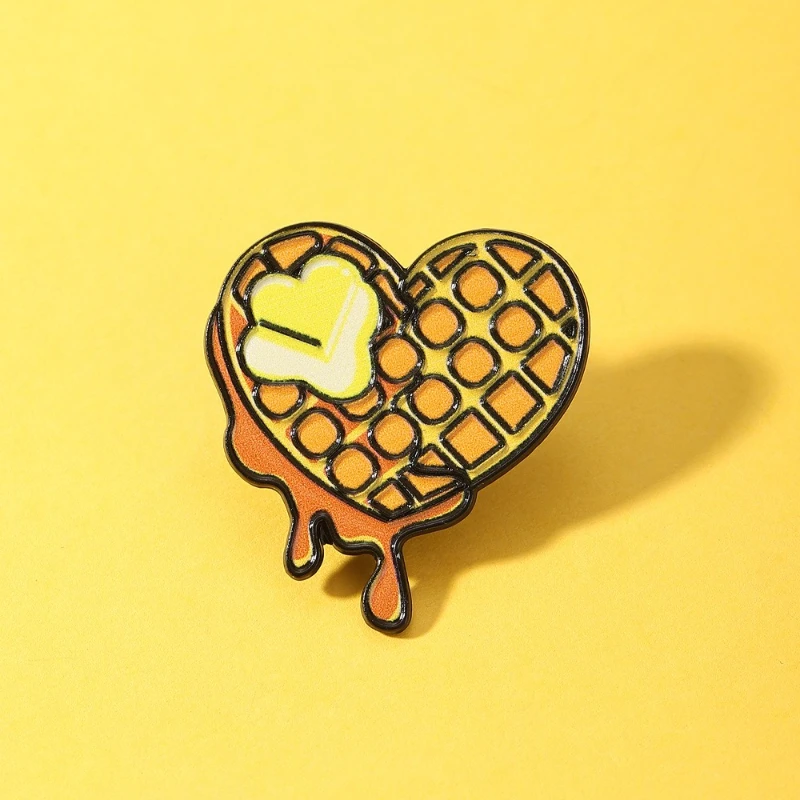 Love Heart Butter Dripping Cookie Shape Brooches Metal Enamel Pins Badges DIY Clothing Bags Hat Scarf T-shirt Jeans Accessories