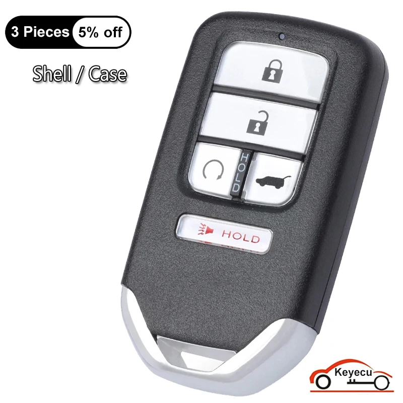 KEYECU 5 Buttons Case for Honda Pilot Passport CR-V Civic 2016 2017 2018 2019 2020 2021 Auto Smart Remote Key Shell Cover Fob