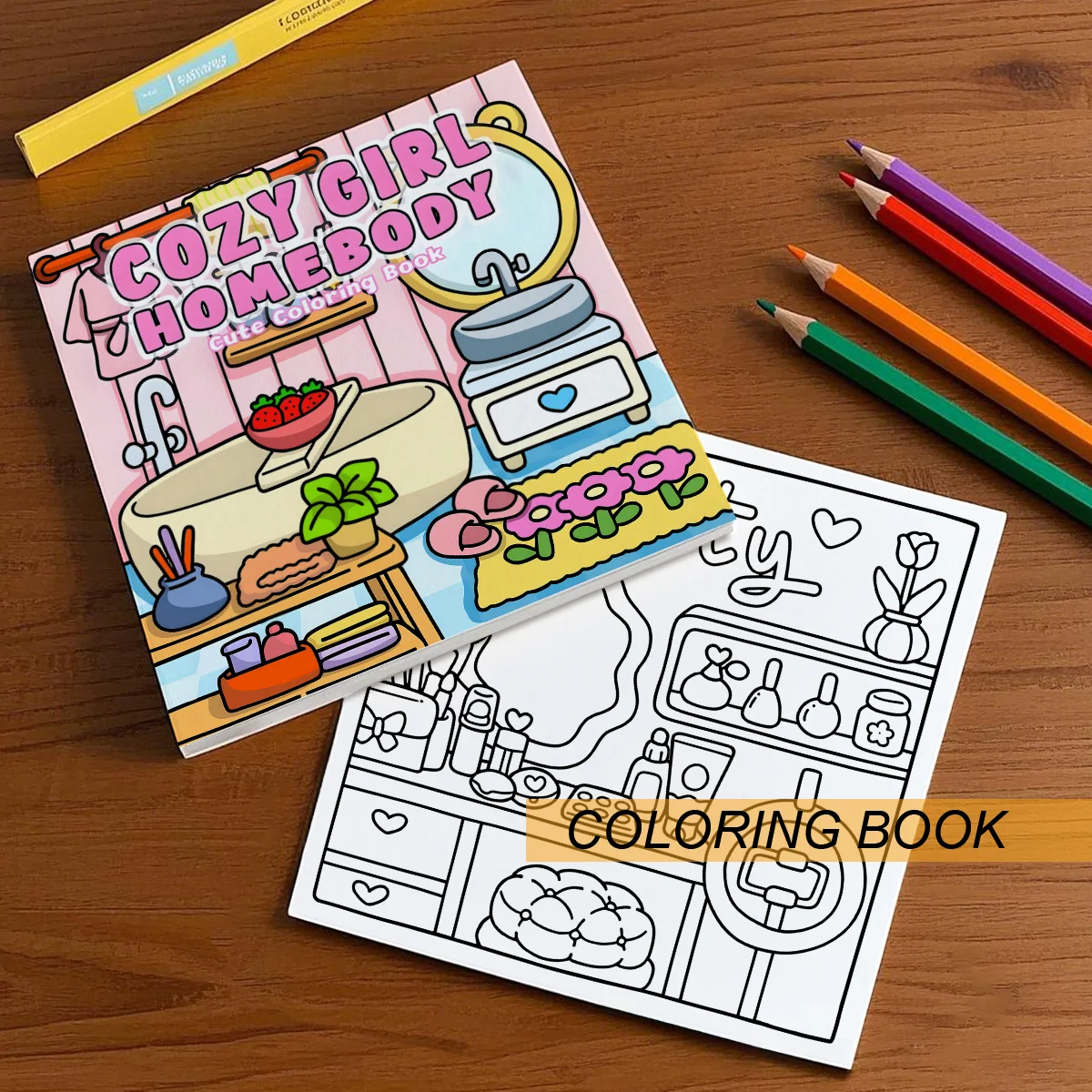 COZY GIRL HOMEBODY CUTE Coloring Book For Adults And Teens Featuring 24 Page For Relaxation Graffiti Painting Drawing  ﻿