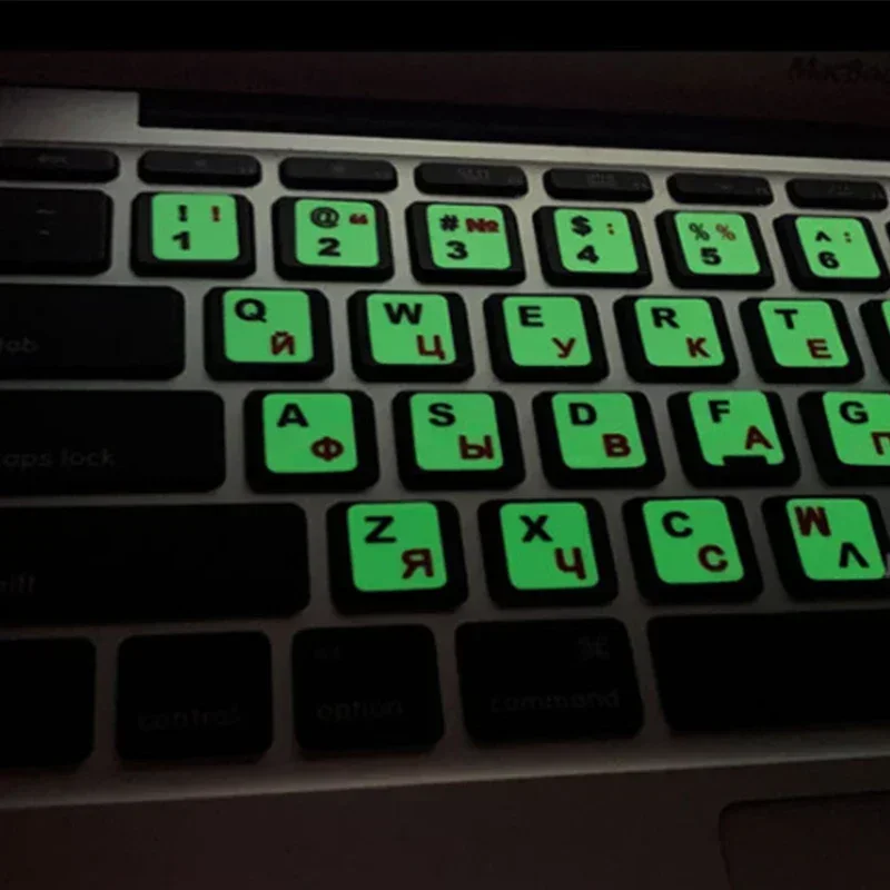 Russian English Arabic Luminous Computer Keyboard Sticker Language Alphabet Black White Label For Computer PC Dust Protection