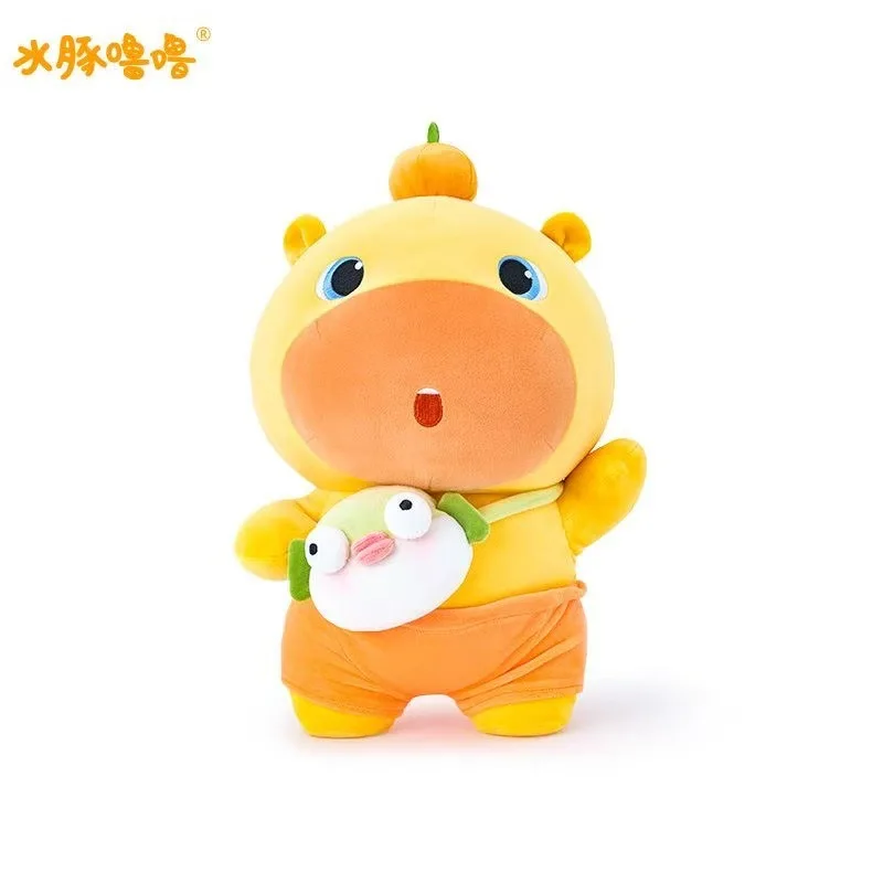 Plush Doll Orange Capybara Lulu Soft Stuffed Toy Pufferfish Crossbody Bag Throw Pillow For Sofa Home Decoration Adult Gift