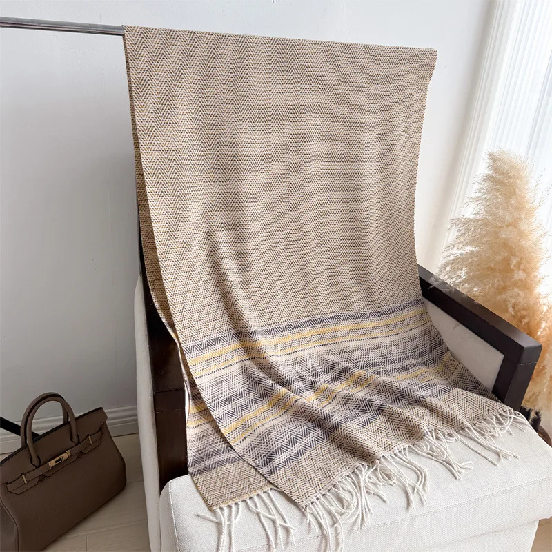 

Новинка 2025 года, кашемировый теплый морозостойкий шарф-шаль на осень-зиму, стильные утолщенные универсальные шарфы с кисточками, женские ветрозащитные пончо