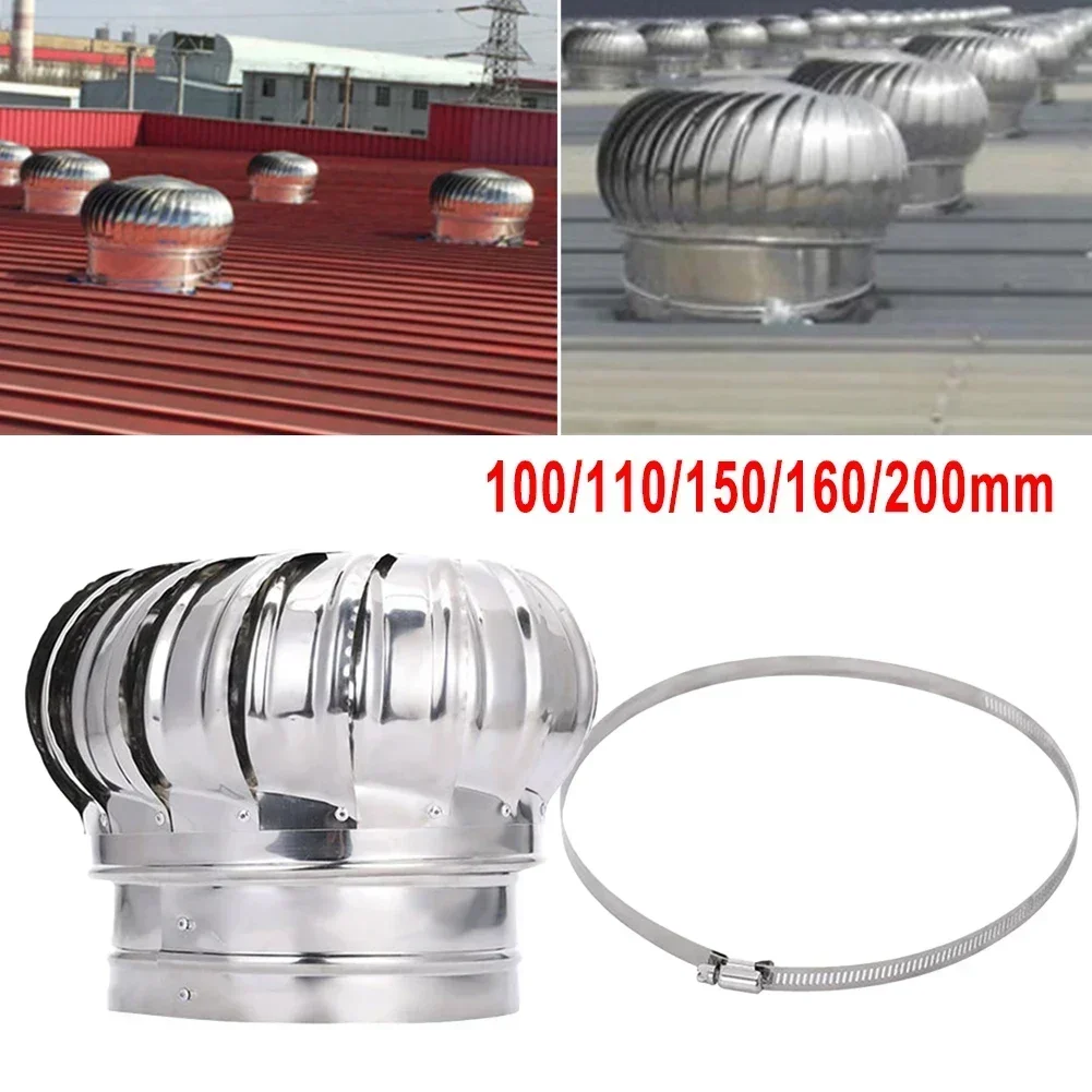 Rotating Stainless Steel Chimney Cowl Cap Protects Flue Pipe Wind Ball Ventilation Smoke Exhauster Rainproof Ventilation Fan