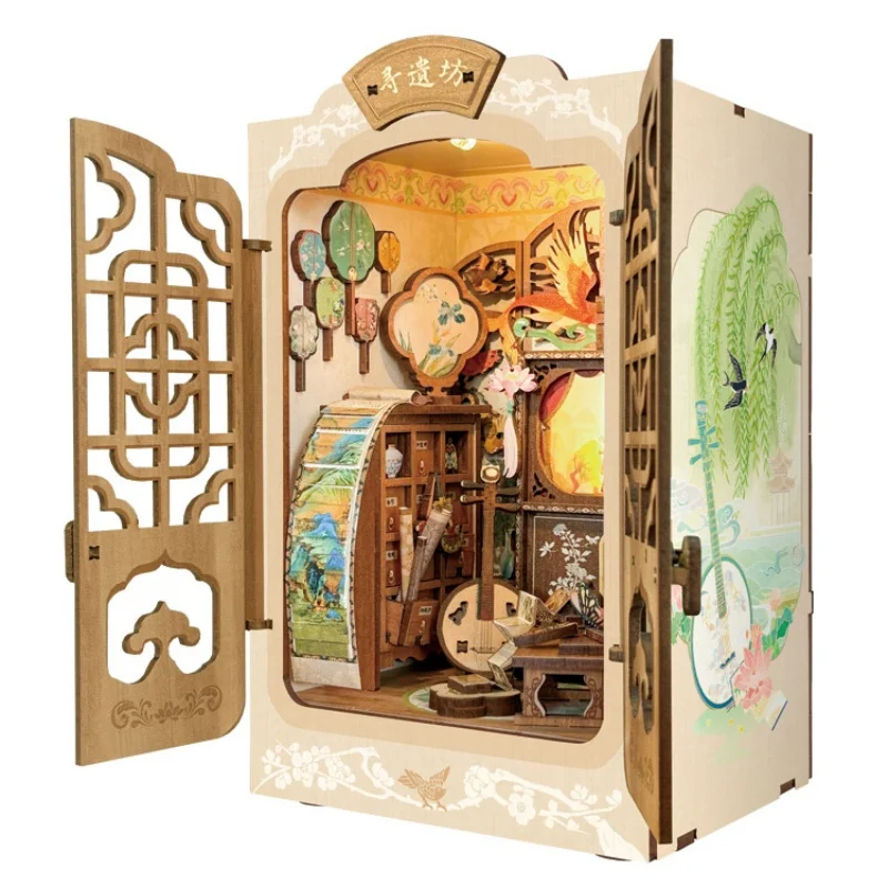 OUZEY Heritage Collector's Book Nook, DIY miniatuur Chinees klassiek huis, vintage studie decor voor tieners