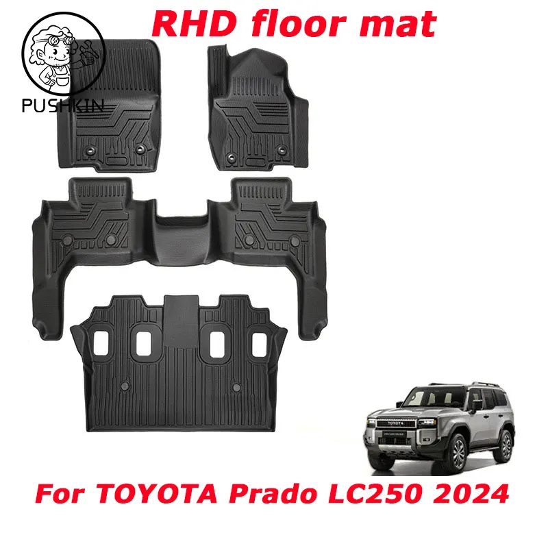 

RHD For TOYOTA Prado LC250 2024 2025 TPE car carpet Floor mat Full Set Trim to New Prado LC250 waterproof floor mat Accessories