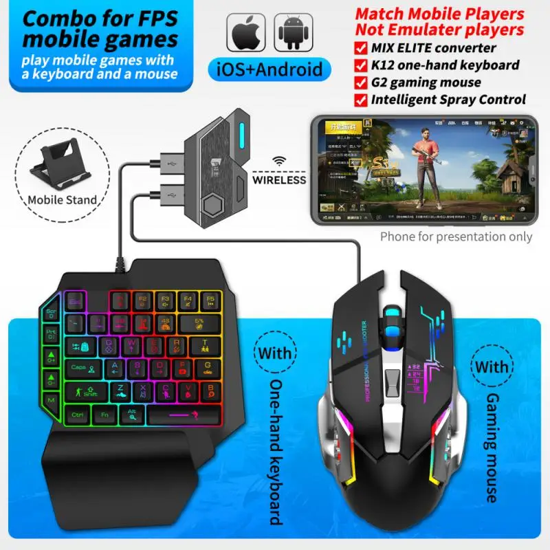 M1PRO Mobile Gamepad,Portable Mouse Keypad RGB Backlit Gamepads For Pubg Call Of Duty Game Controller,For PC Apple Xiaomi Huawe