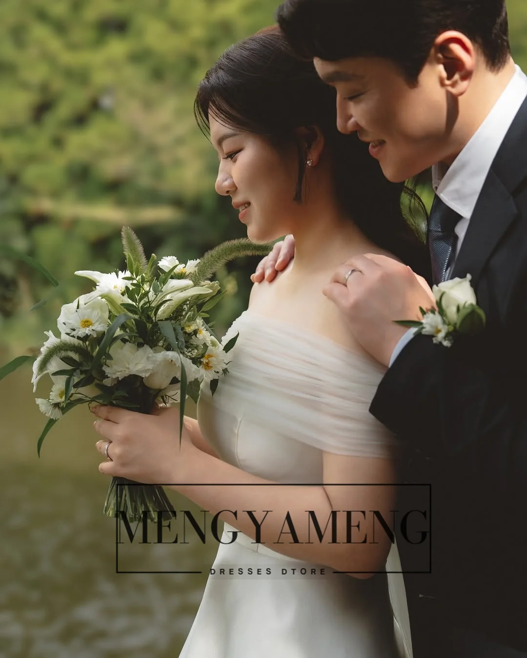 ZHUISHU Eleganti abiti da sposa coreani con scialle Personalizzato Una linea Abito da sposa Abito da servizio fotografico in raso per automatrimonio