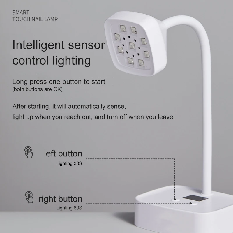 Mini LED UV-tafellamp Oplaadbare nagellamp 360° °   Buigbare gelnagelpolijstlamp Sneldrogende manicuresalon Draadloze nageldroger