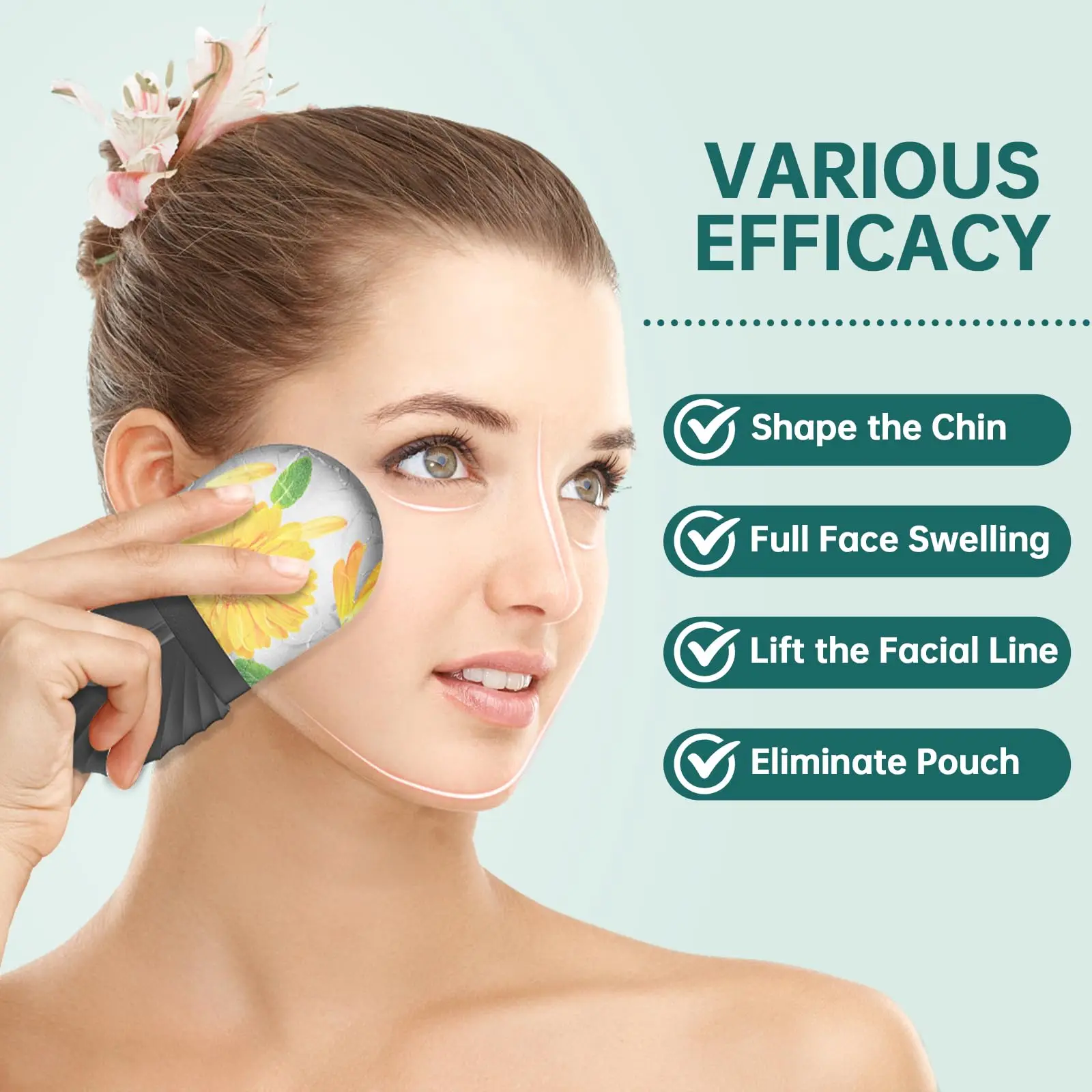 Gesichtsroller Eis-Gesichtsroller für Augen, Doppelkinn, Kieferlinie & Hals, reduziert Schwellungen, Massagegerät für Gesichtslifting & Lymphdrainage – Detail 4