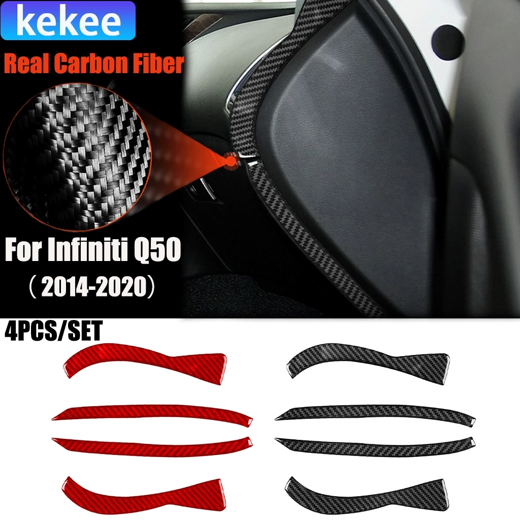 

Carbon Fiber Car Accessories Dashboard Side Strip Panel Modified Interior Trim Cover Soft Sticker For Infiniti Q50 2014-2020