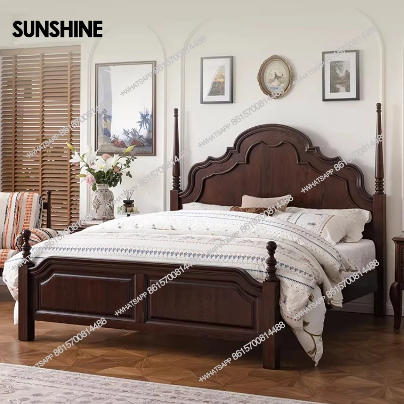 Solid wood bed master bedroom French solid wood bed 1.8 meters double bed