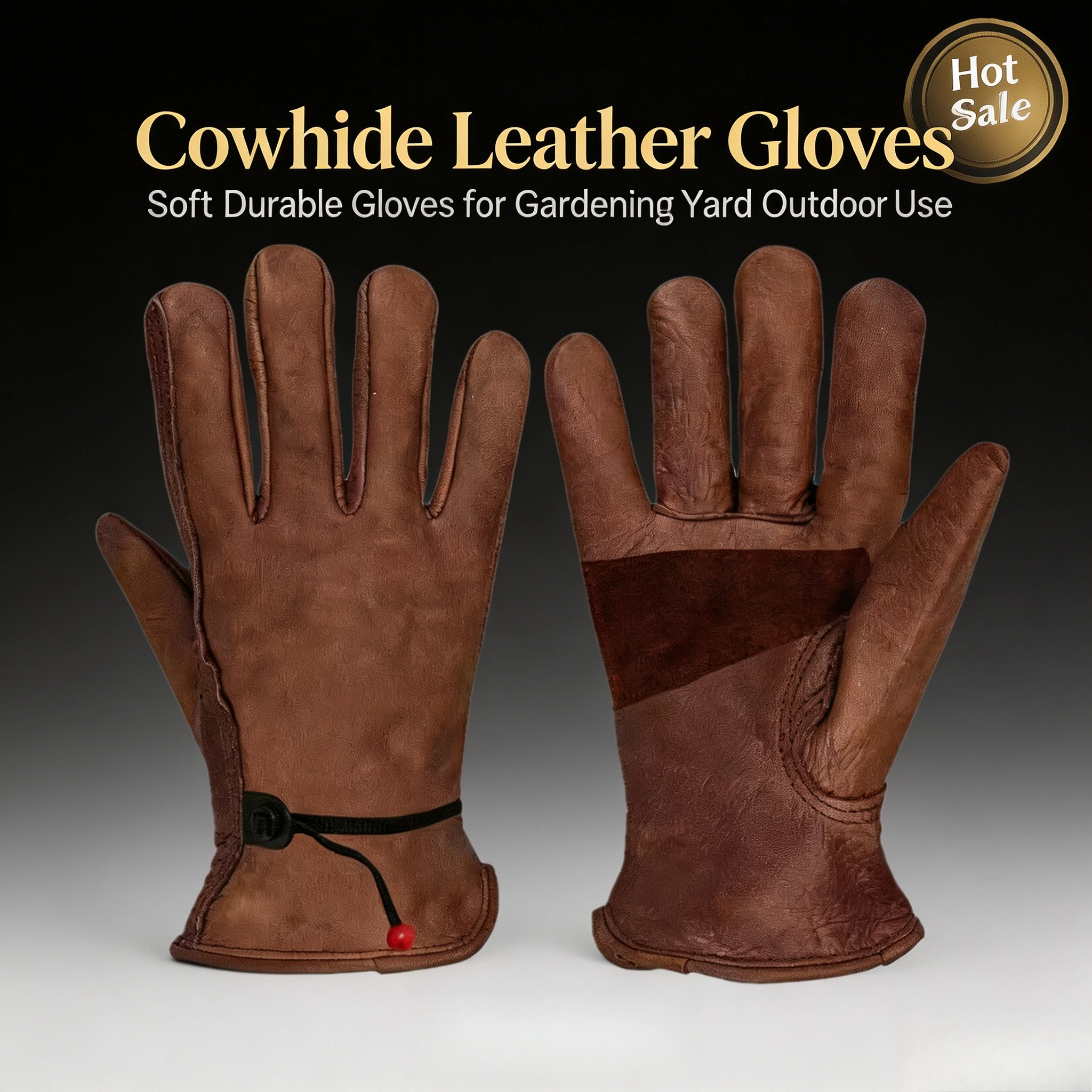 Cowhide Leather Glove for Gardening Yard Work Climbing Pruning Planting Fruit Picking Outdoor Household Working Garden Accessory