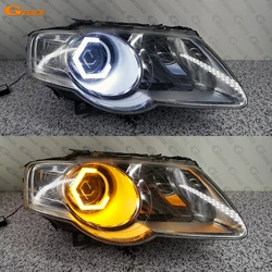 For Volkswagen VW Passat B6 Magotan Ultra Bright A/W Switchback Turn Signal Cotton Hexagon Hex LED Angel Eyes Halo Rings Light