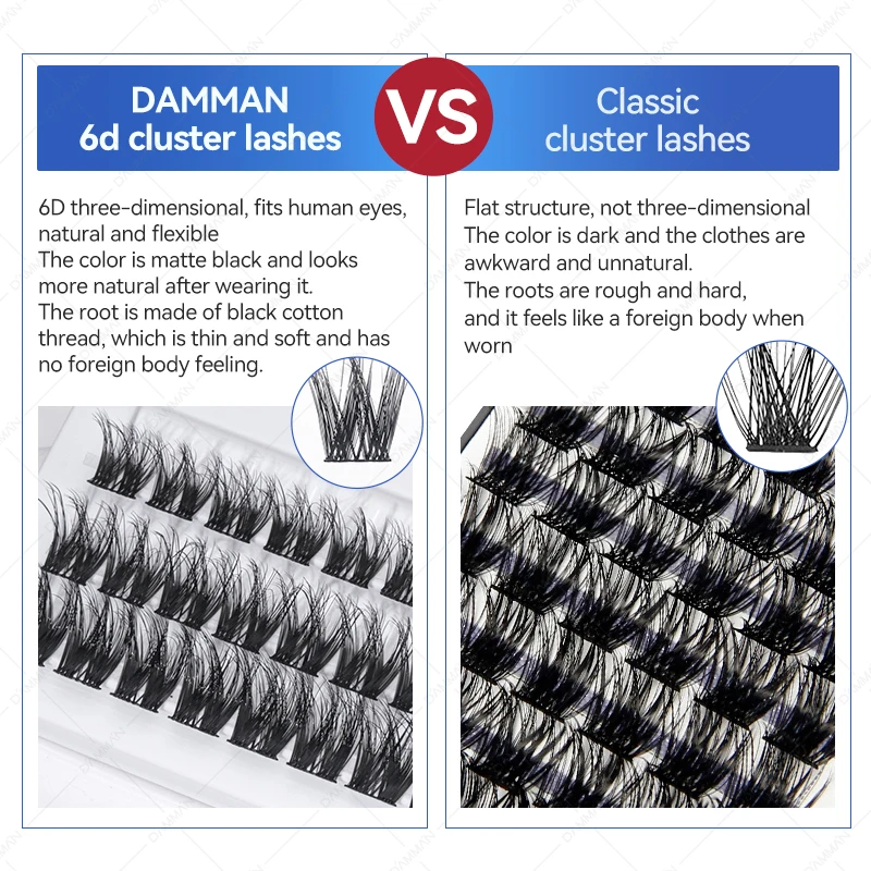 DAMMAN New 6D DIY Clusters Eyelash Extension Segmented Lashes Mix Length False Individual Lash Natural Eyelashes Makeup Tools