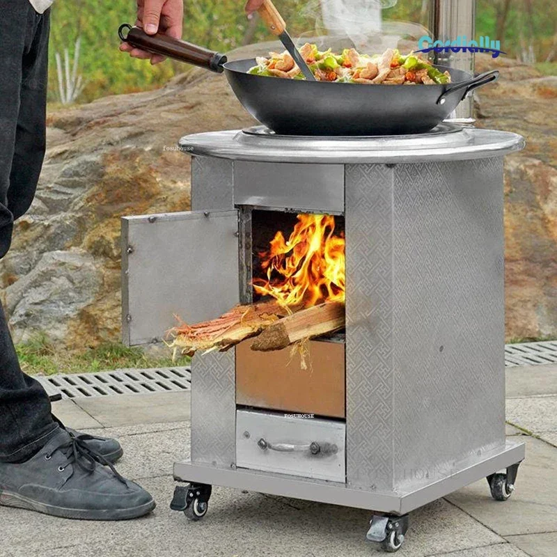 Portable Wood Burning Fire Pit Stove Stainless Steel Mobile Outdoor Backyard Camping Heater