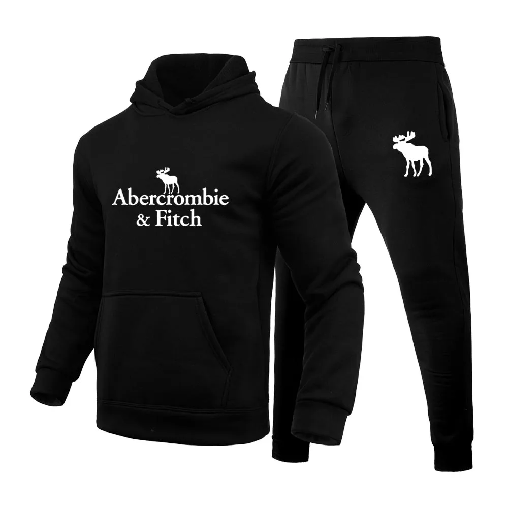 

Спортивный костюм Abercrombie Fitch, толстовка с капюшоном + брючный костюм, повседневные пуловеры для бега, мужские и женские спортивные брюки, наряды