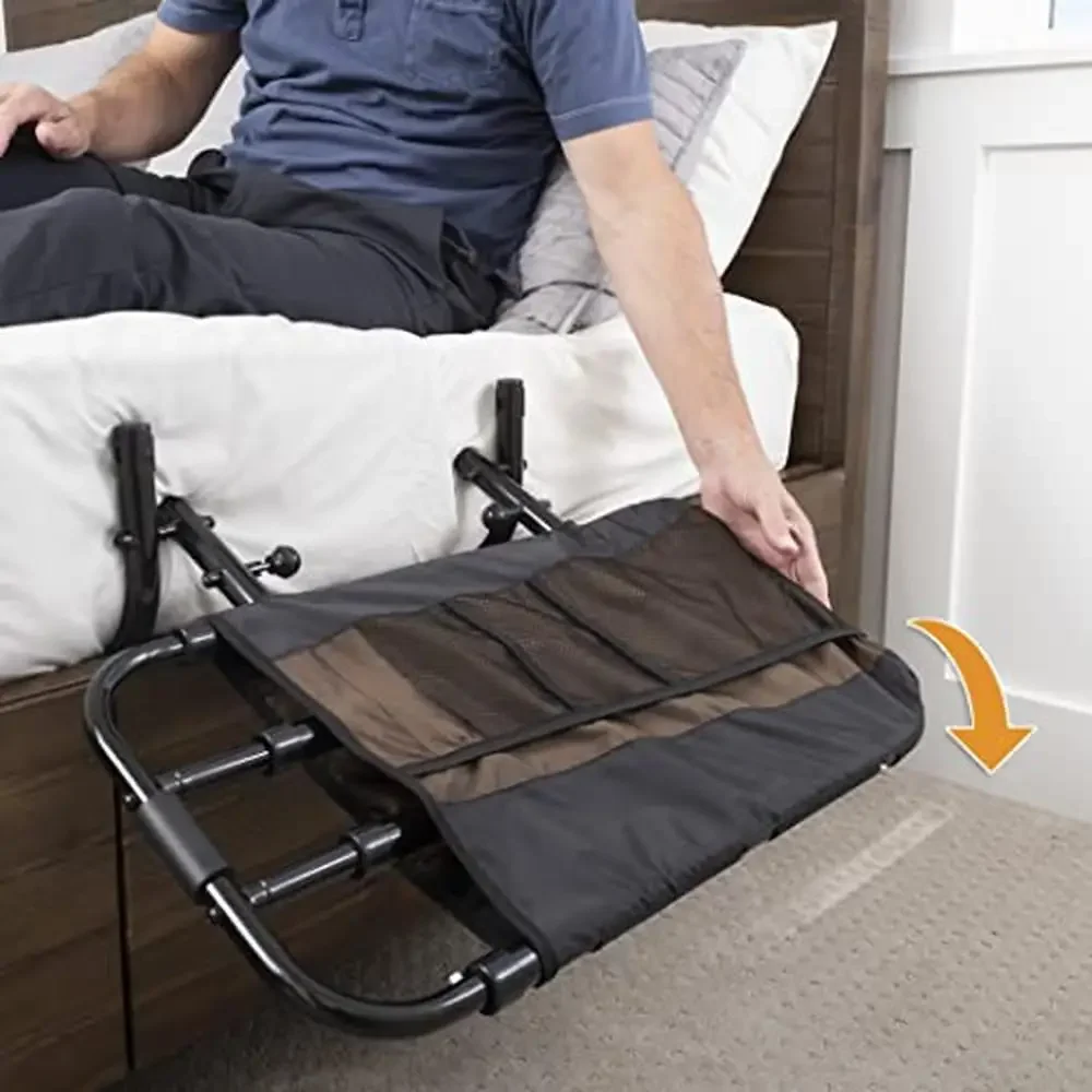 Adjustable Bed Rail and Assist Grab Bar Seniors Prevent Falls and Provide Caregiver Support Easy Installation Steel Construction