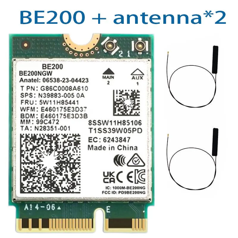 Scheda di rete BE200 Bluetooth 5.4 Tri Band 2.4G/5G/6GHz 8774Mbps BE200NGW adattatore Wireless M.2 migliore di Wifi 6E WIFI7