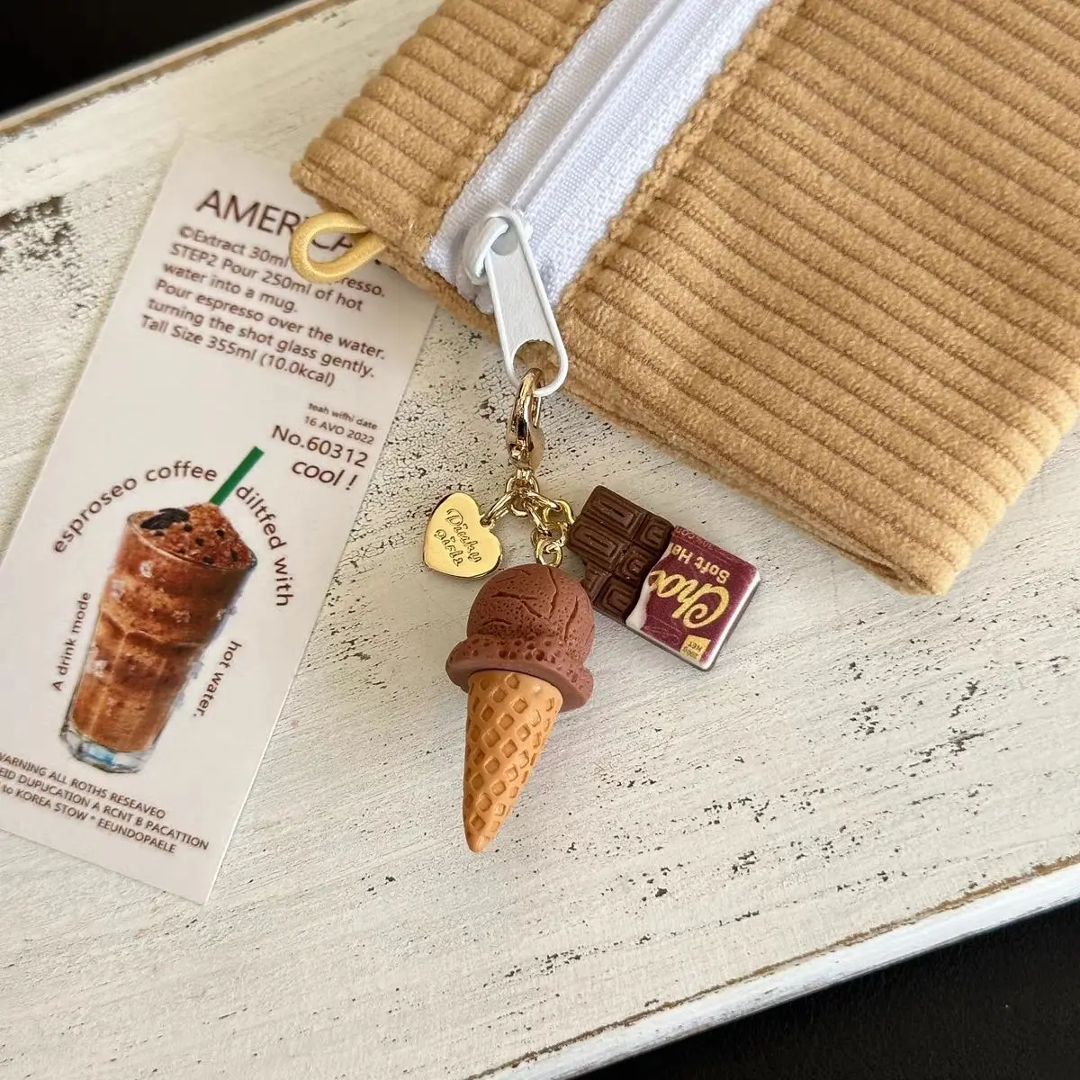 Original Handmade Phone Charm Strap Chocolate Ice Cream Pendant for Airpods Case Cellphone Lanyard Keychain Keycord