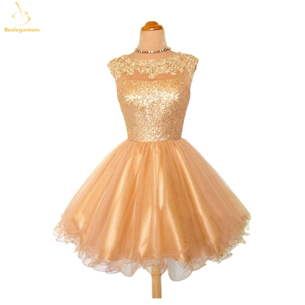 bealegantom-gold-cap-sleeves-illusion-short-prom-homecoming-dresses-paillettes-beaded-crystal-graudation-mini-cocktail-party-gown