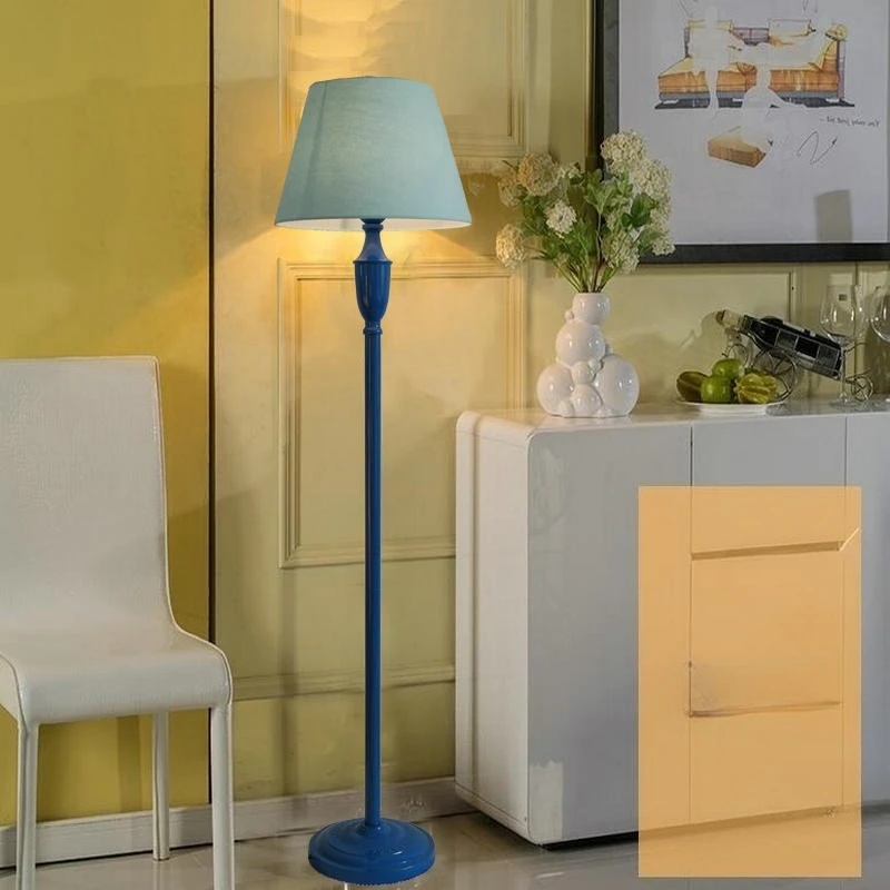 Mediterranean Iron Floor Lamps Lustre Minimalist Study European Blue Vertical Light Sofasides Living Room Bedroom Homestay Study