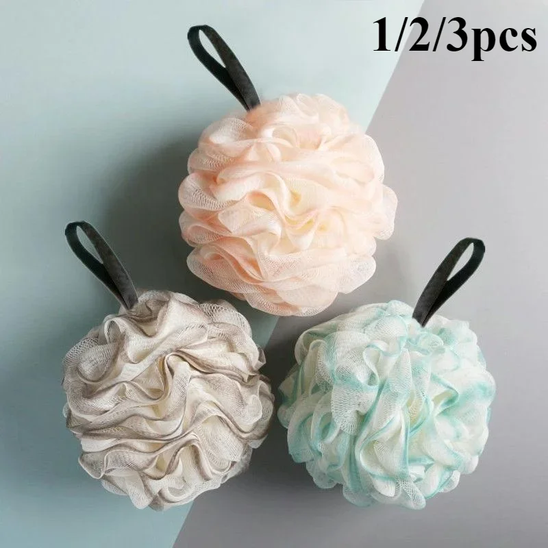 3pcs Large Bath Ball Rich Bubble Bath Towel Scrubber Body Cleaning Mesh Shower Wash Sponge Bathroom Accessories