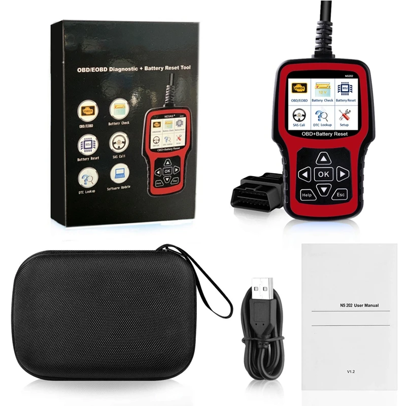 NS202 Battery Registration Tool+OBD/EOBD Diagnostic Supports 10 OBD/EOBD Test Modes For , BMW, MINI, BENZ, PORSCHE