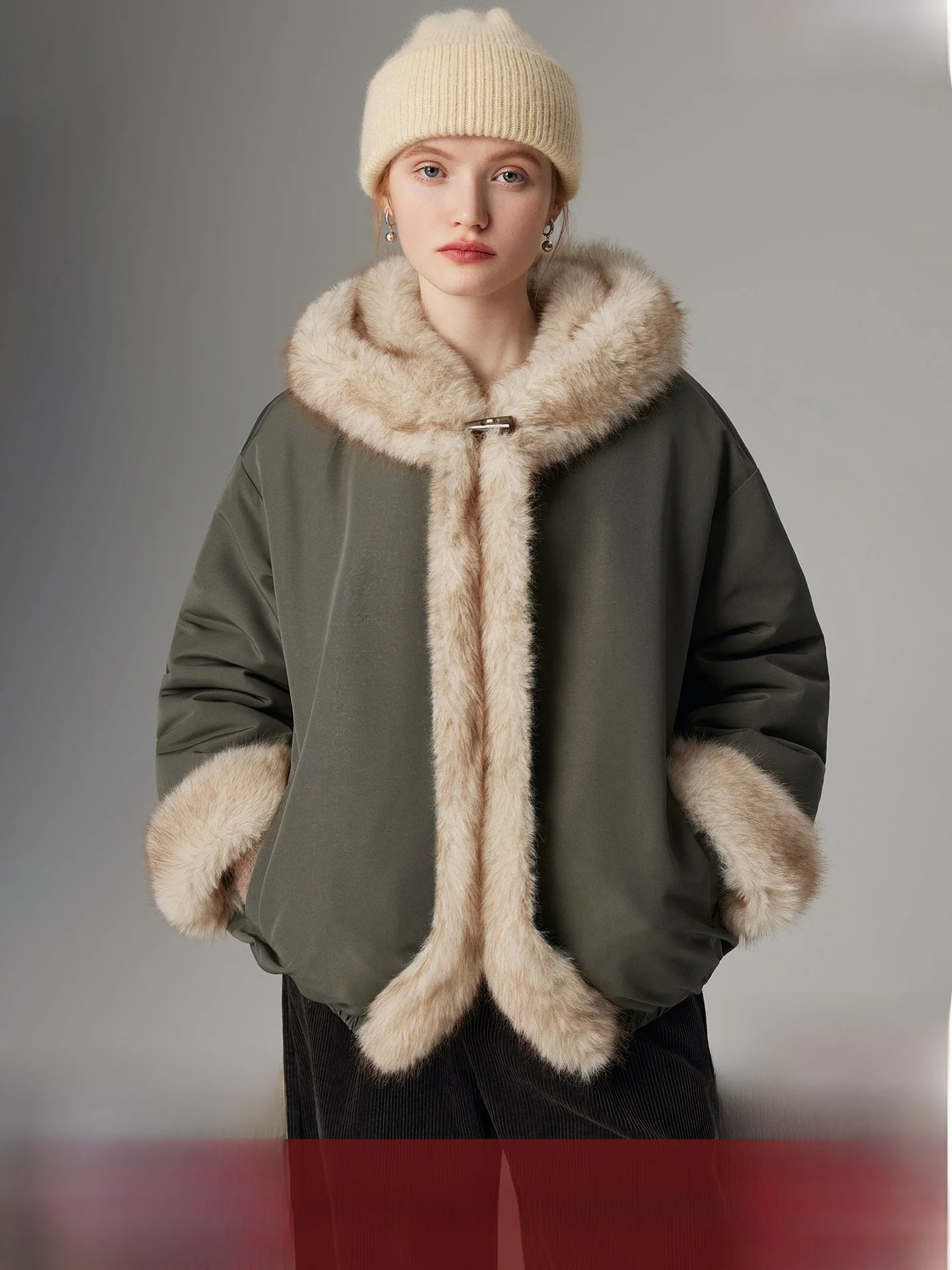 

Двустороннее носимое зимнее пальто Thiened для женщин с капюшоном, золотое норковое меховое Jaet, экологически чистая парка Sle Long Sve Com...