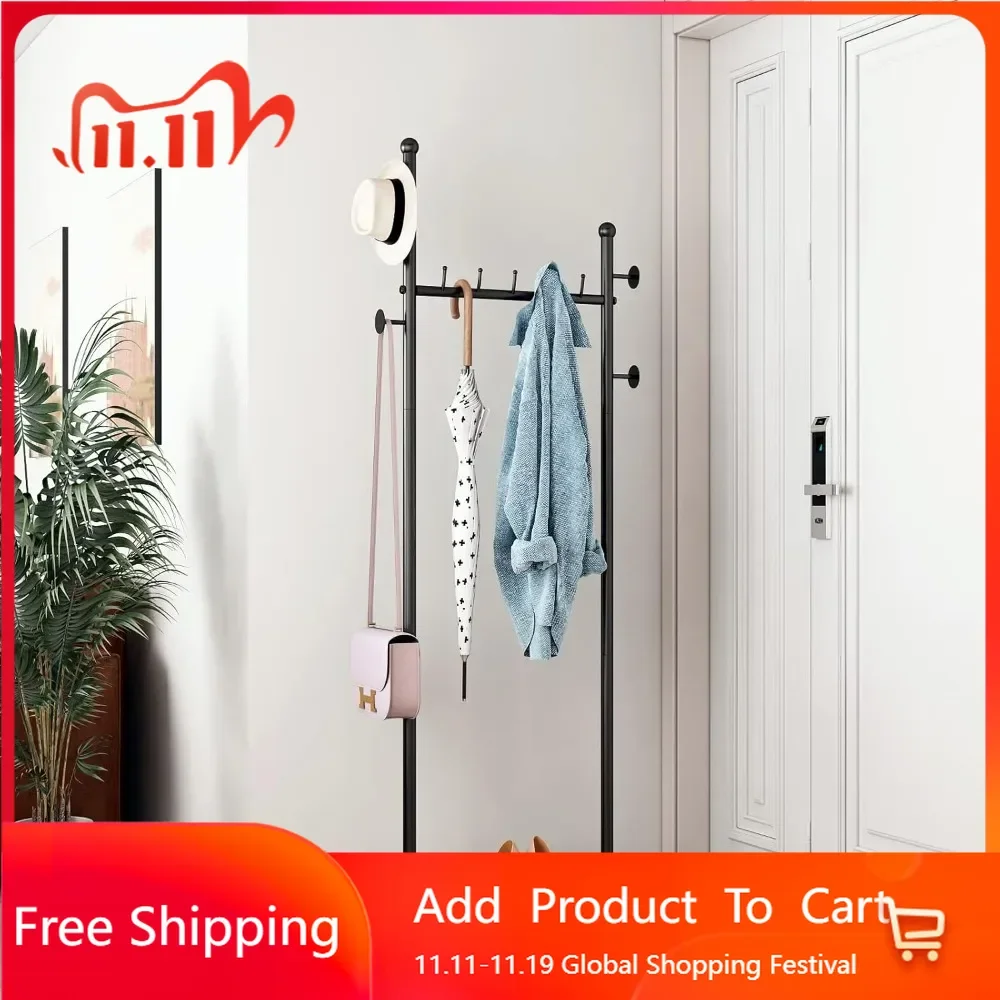 

Marble base, modern freestanding black coat rack with bedroom rack, hallway, heavy-duty clothes hanger at entrance