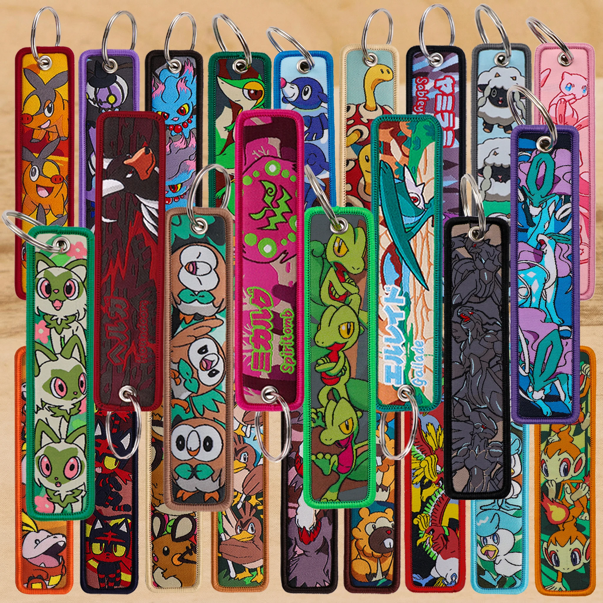 Llaveros Bordados de Anime, Llaveros de Monstruos de Dibujos Animados, Llaveros para Motocicletas, Coches, Anillos para Llaves, Accesorios, Regalos, 1 Pieza
