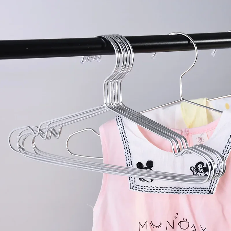 10pcs 42cm 3.2mm Adult Dip Slip-resistant Stainless Steel Metal Hanger Clothes Hanging Silver Hangers