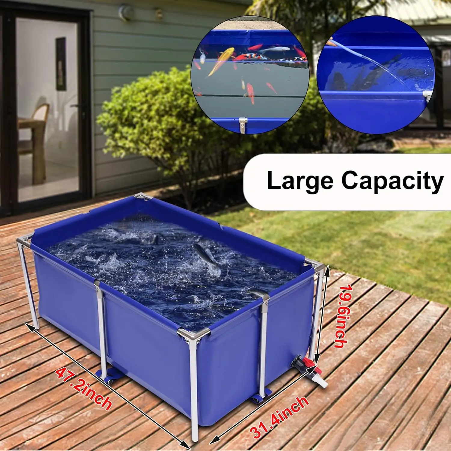 Foldable Fish Pond Fish Tank Aquarium, Canvas Small Above Ground Pond Koi Pond Goldfish Tank Breeding Pondtank Indoor Outdoor