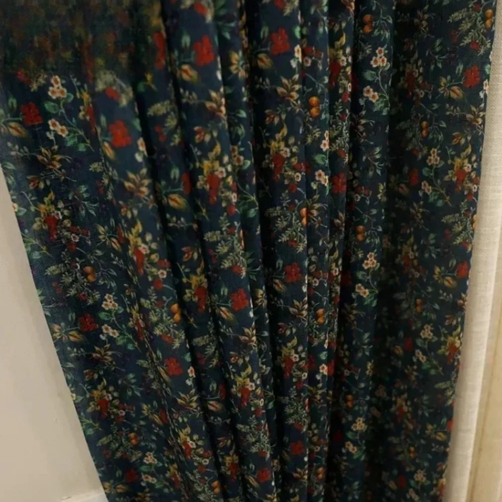 American Country Floral Linen Cotton Curtains Vintage Farmhouse Custom Curtains For Bedroom Living RoomScreen Door Home Decor