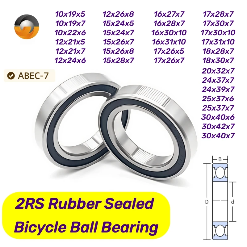 2Pcs/lot 16287 15267 17287 18287 18307 24377 30406 30407 163110 2RS Ball Bearing for Bike Wheels Bottom Bracket Repair Bearings