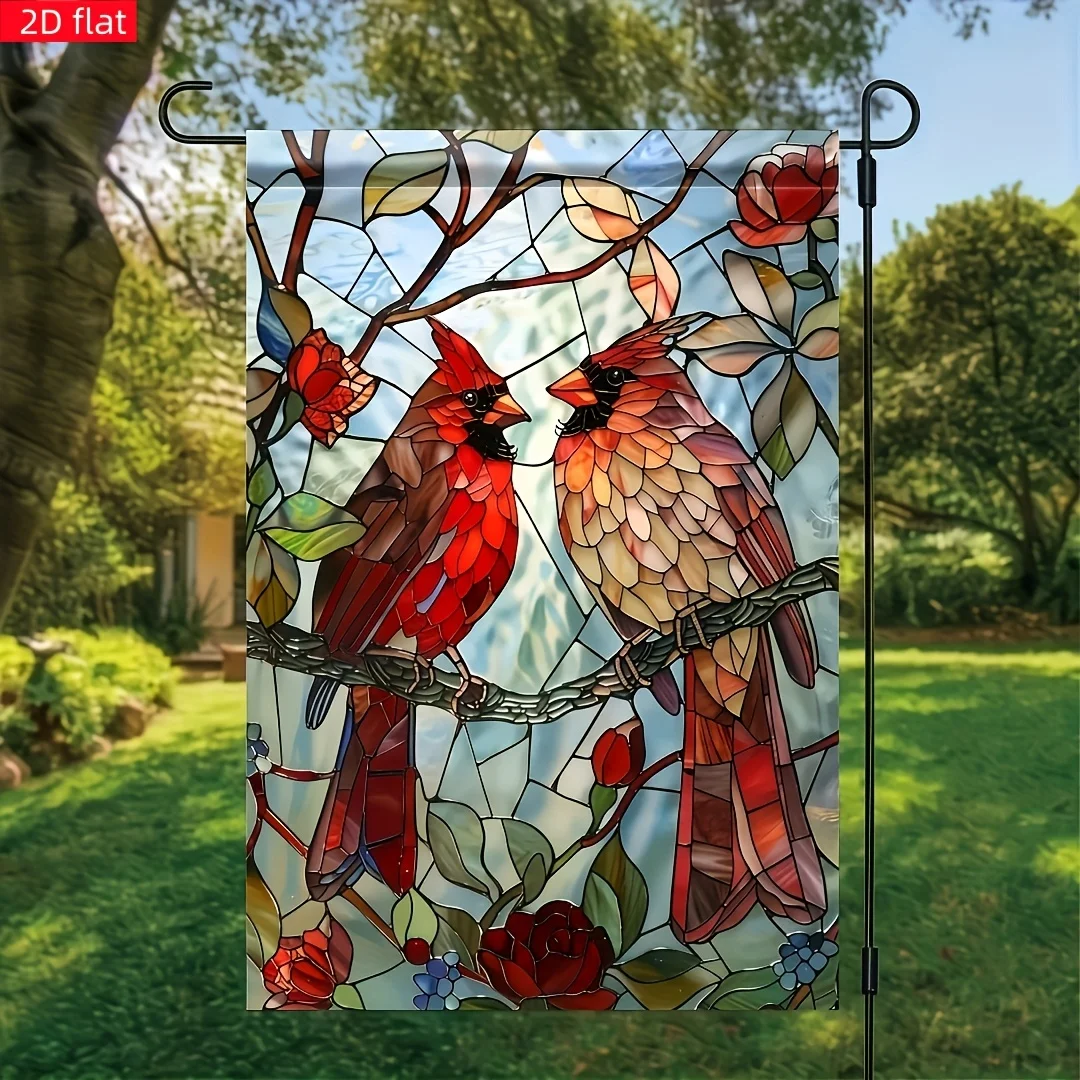 2D FLAT Cardinal Welcome Garden Flag, Very Durable Polyester Material, Double-sided Design, 18x12 Inches, Suitable for Outdoor Decoration, Garden Decoration, No Electricity Required, No Flagpole