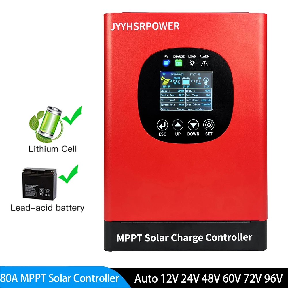 0-80A MPPT Solar Charge Controller Max 230VDC Support 12V 24V 48V 60V 72V 96V Lifepo4 GEL Battery With Built In WIFI Monitor