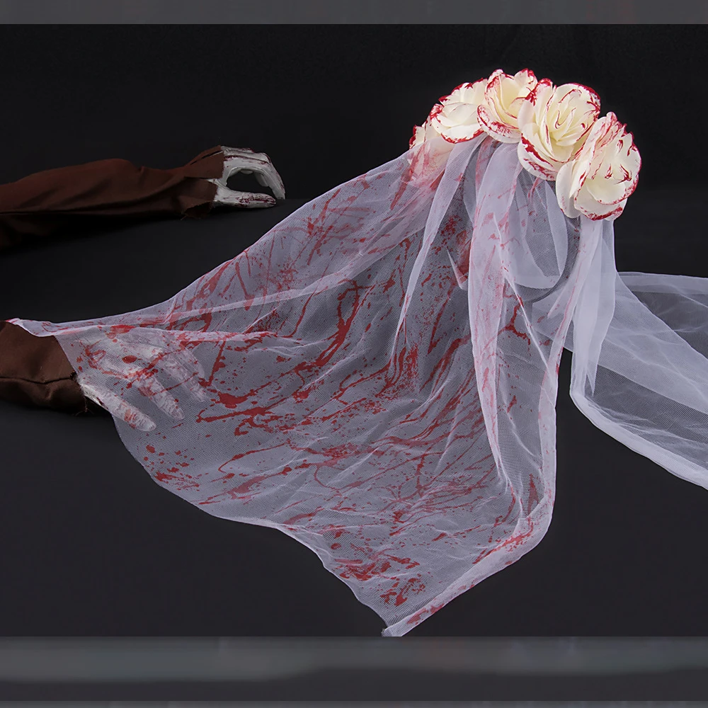New Ghost Bride Bloodshed Headveil Hair Buckle Mask Halloween Ghost Festival Costume Accessories Party Props - Image 6