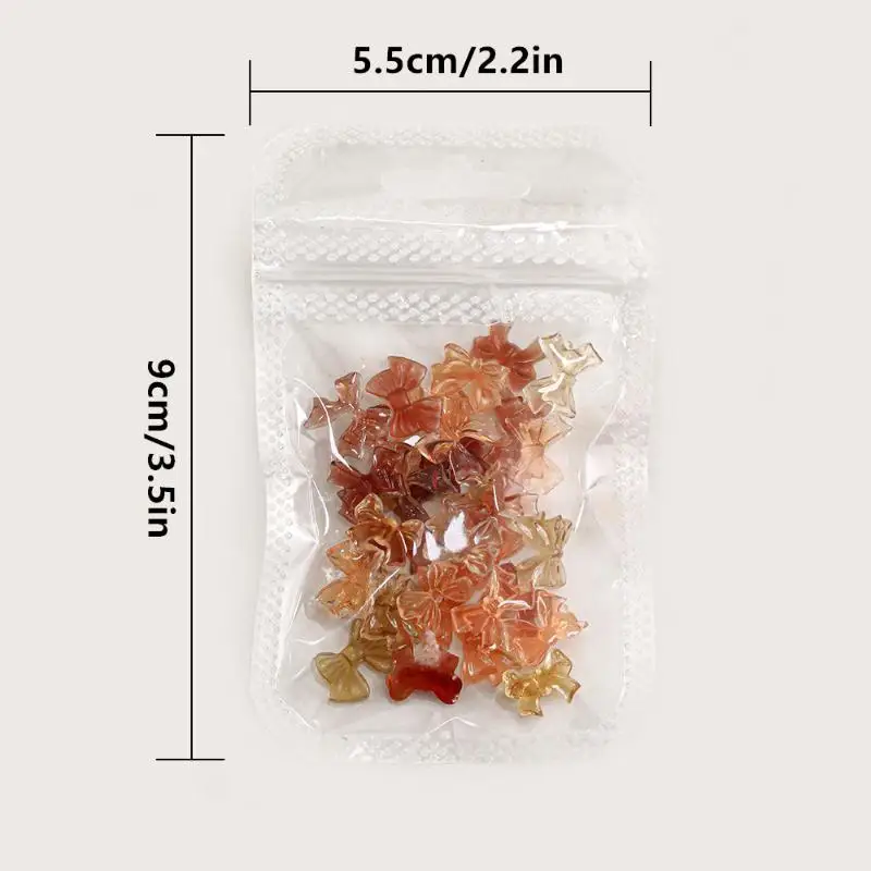 50pcs Nail Charms Mixed Butterfly Bow Camellia Heart Nail Decoration Autumn Style For Manicure DIY Material
