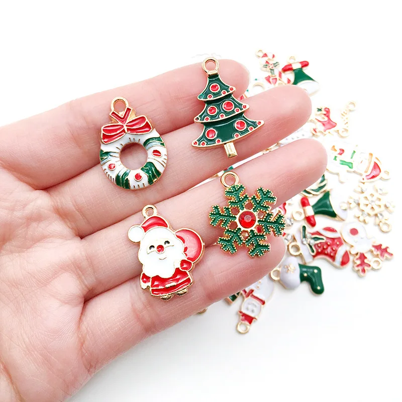 

Mixed Alloy Drip Oil Christmas Making DIY Handmade Accessories Colorful Paintings Cute Forest People pendants Christmas Gifts