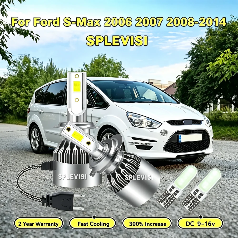LED Headlight Low Beam Lights no wiring or additional tools required For Ford S-Max 2006 2007 2008 2009 2010 2011 2012 2013 2014