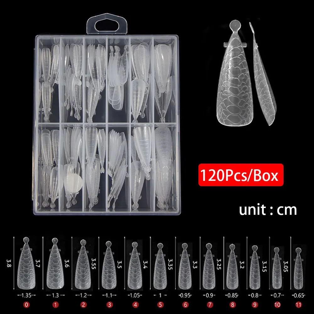120 قطعة/صندوق جديد أشكال بلاستيكية للأظافر لجل الأشعة فوق البنفسجية بناء سريع تمديد قالب علوي شكل أظافر صناعية نصائح شكل مزدوج #2