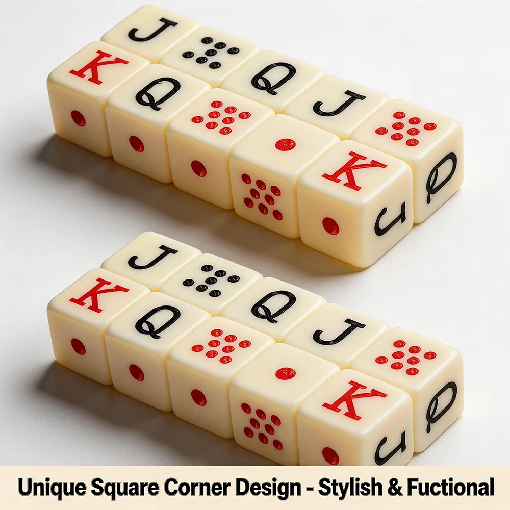 

10pcs/set， 20pcs/set 16mm Corner Teeth Square Poker Dices Yellow Acrylic Dices JQK Spanish Dice Table Game