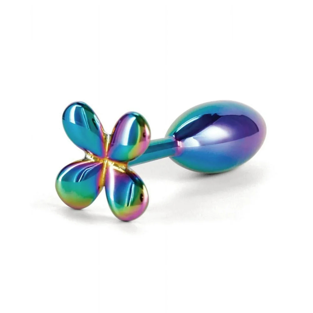 Colorful Metal Anal Beads Butt Plug Small Anal plug Stimulator Four Leaf Cover Rose Rainbow Gun Anal Sex Toy For Men Women