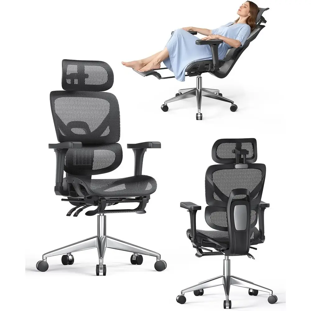 

Эргономичное офисное кресло с высокой спинкой: емкость 350 фунтов, регулируемое сиденье и поясница, 3D-подлокотники, поворотная сетка для удлиненных рабочих часов