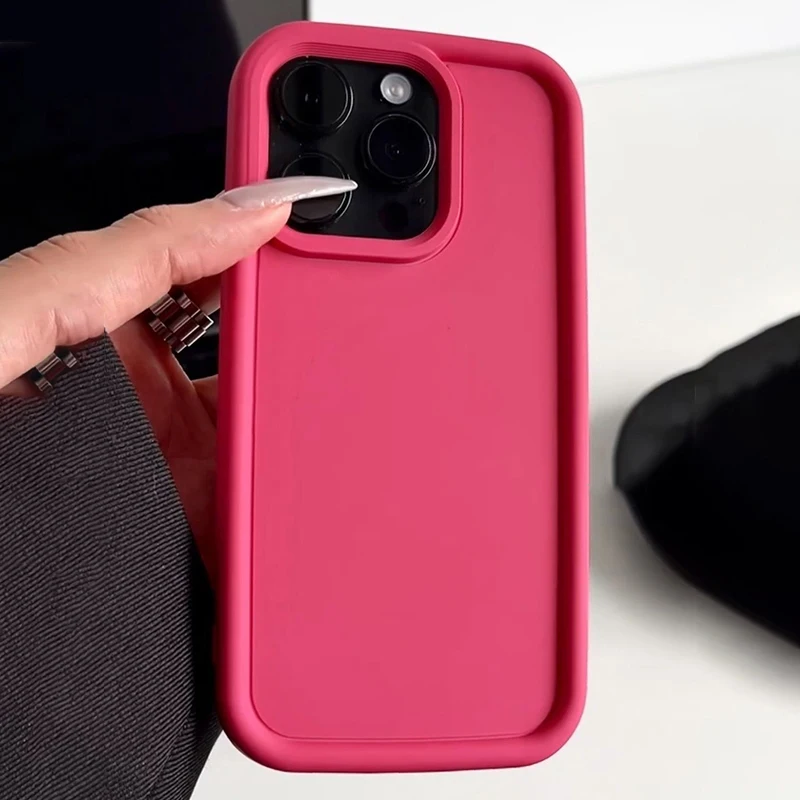 

Candy Color Photo Frame Phone Case For iPhone 14 13 12 11 Pro Max 15Plus Matte Soft Silicone Shockproof Bumper Couple Back Cover