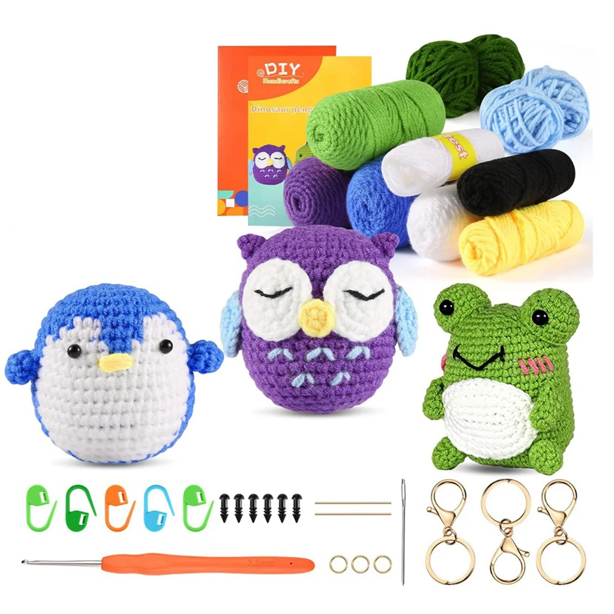 

3PCS Crochet Kits for Beginners,Animals Crochet Kit for Complete Beginners Adults with Step-By-Step Video Tutorials