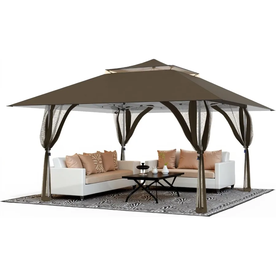 

13x13 FT Pop Up Canopy Instant Setup Gazebo with 4 Sidewalls Wheeled Carry Bag 4 Sandbags 4 Ropes UVResistant Top Heavy Duty Ou