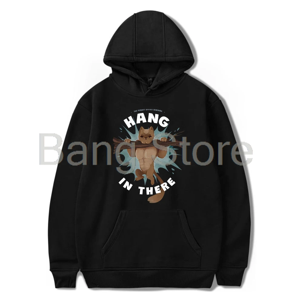 Grian Hang in There Permit Office Cat Hoodie Sweatshirt Women Men Long Sleeve Fashion Pullover Unisex Clothes